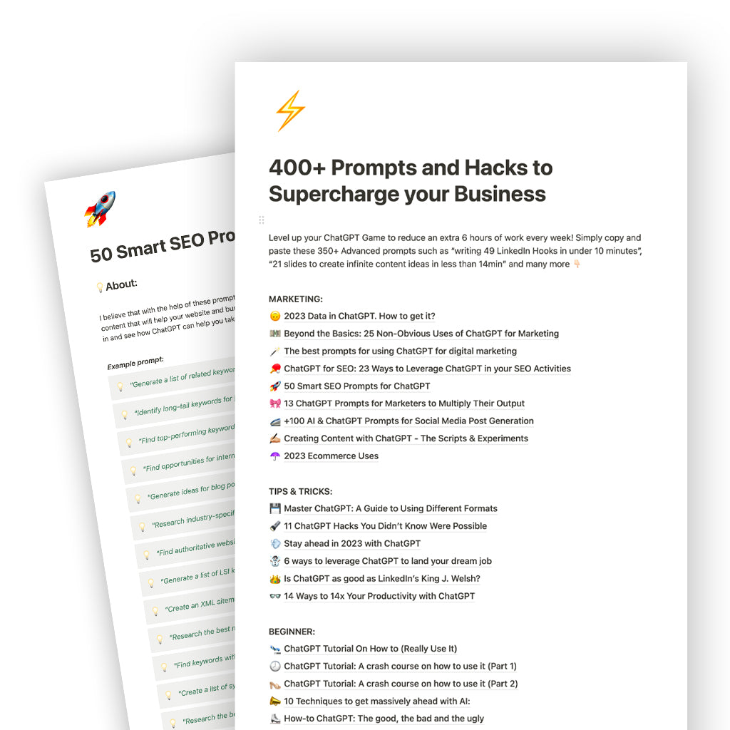 400+ ADVANCED Prompts & 30+ Hacks To Supercharge Your Business